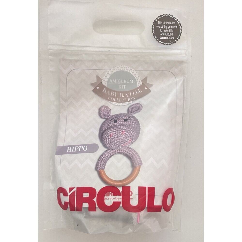 Amigurumi Crochet Baby Rattle Collection DIY Kit Hippo Rattle